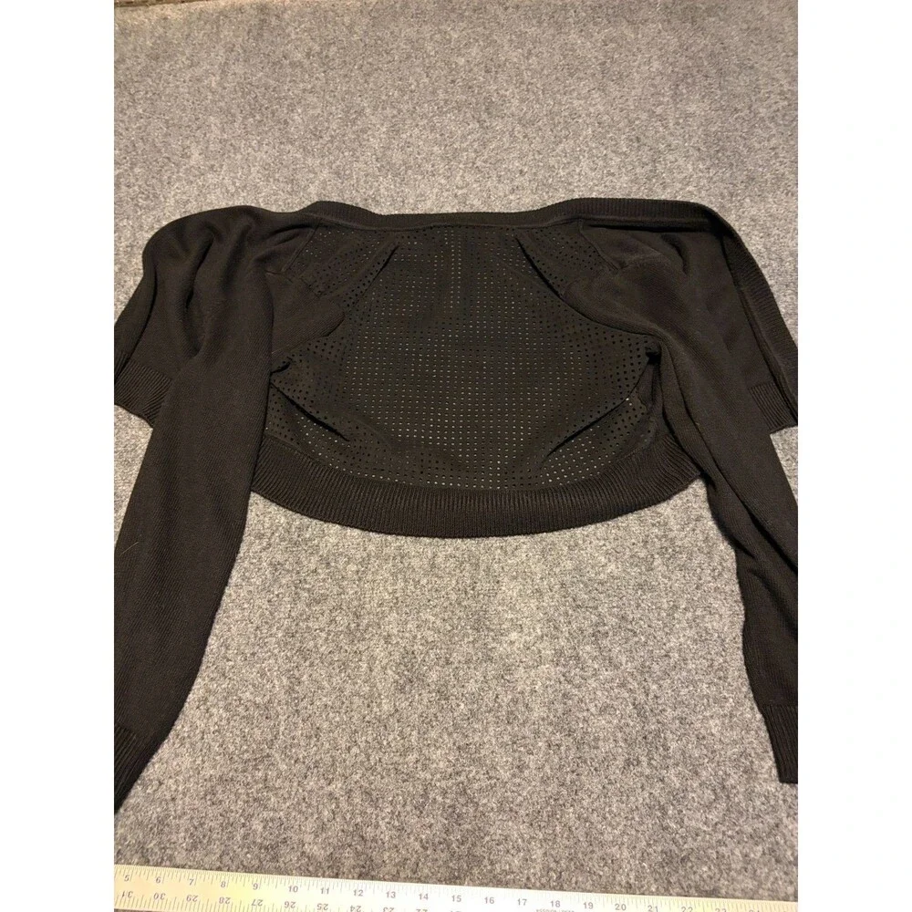 Tommy Hilfiger Womens XL Black Open Front Cardigan Perforated Mesh Back